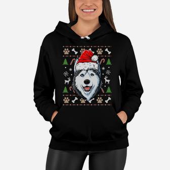 Siberian Husky Ugly Christmas Dog Santa Hat Xmas Boys Kids Sweatshirt Women Hoodie | Crazezy