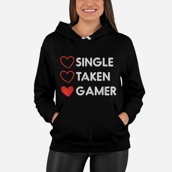 Single Taken Gamer Funny Valentines Day Gaming Men Boys Teen Women Hoodie | Crazezy CA