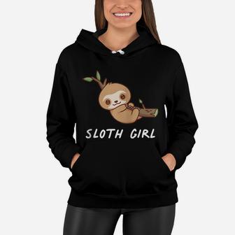 Sloth Girl Cute Animal Kawaii Lover Aesthetic Family Zip Hoodie Women Hoodie | Crazezy
