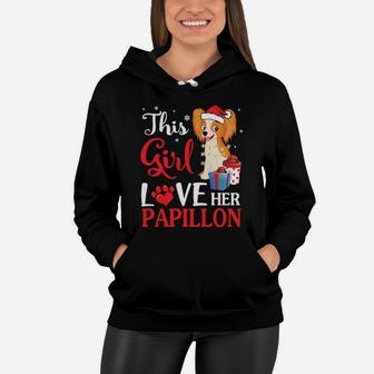 Snow And Xmas Gifts This Girl Love Her Papillon Noel Costume Women Hoodie - Monsterry