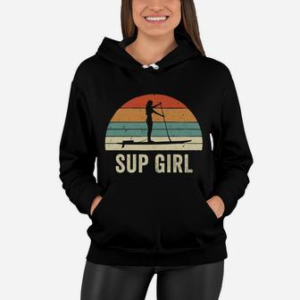 Stand Up Paddle Board Woman On Sup Girl Retro Vintage Style Women Hoodie | Crazezy UK