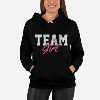 Team Girl Gender Reveal Party Vintage Women Hoodie | Crazezy