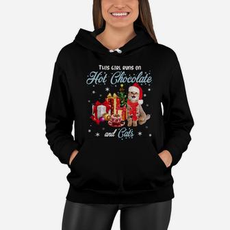 This Girl Runs On Hot Chocolate And Cats Women Hoodie - Monsterry CA