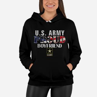 Us Proud Army Boyfriend With American Flag Military Veteran Women Hoodie | Crazezy