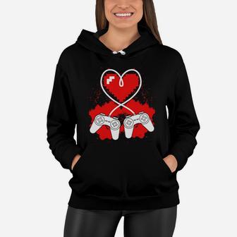 Valentine's Day Video Game Controller Heart Gamer Boys Women Hoodie - Monsterry UK