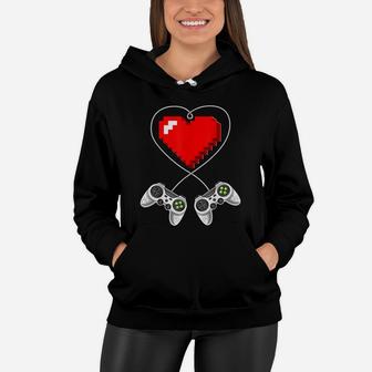 Valentine's Day Video Game Controller Heart Gamer Gift Boys Women Hoodie | Crazezy UK