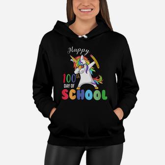 Womens Happy 100 Days Of School Unicorn Dabbing 100Th Day Girls Kid Women Hoodie | Crazezy CA
