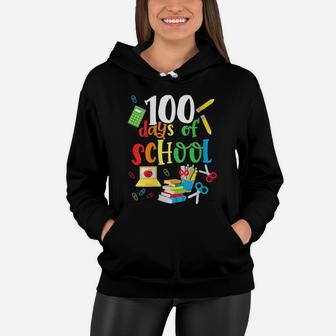 Womens Happy 100Th Day Of School Teacher Student Kids Adults Women Hoodie | Crazezy CA