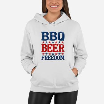 Bbq Beer Freedom America Usa Party Gift Women Hoodie - Thegiftio UK