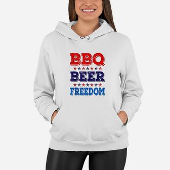 Bbq Beer Freedom America Usa Party Summer Gift Women Hoodie - Thegiftio UK