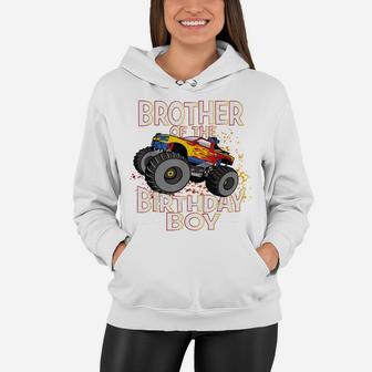 Brother Of The Birthday Boy Monster Truck Boys Party Women Hoodie | Crazezy
