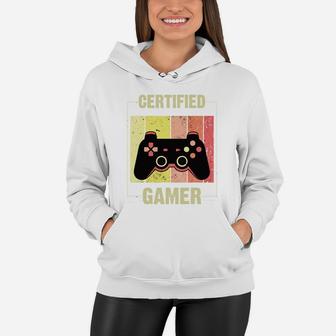 Certified Gamer Retro Funny Video Games Gaming Boys Girls Women Hoodie | Crazezy DE