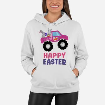 Easter Truck Bunny Eggs For Kids Boys Girls Happy Easter Women Hoodie | Crazezy
