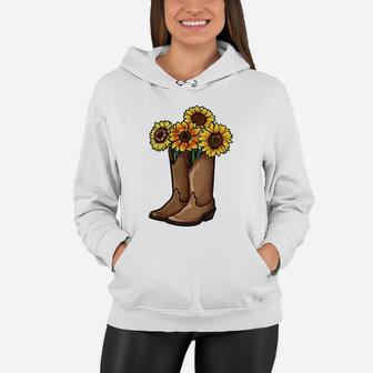 Funny Cowgirl Country Gift Women Girls Sunflower Boots Lover Women Hoodie | Crazezy