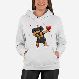Funny Dabbing Rottweiler Dog Breeds Valentines Day Gift Women Hoodie - Seseable