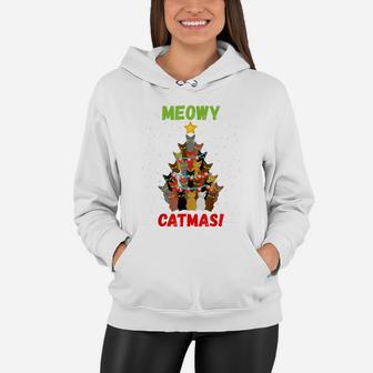 Funny Meowy Cats Christmas Tree Xmas Lights Boys Girls Kids Women Hoodie | Crazezy AU