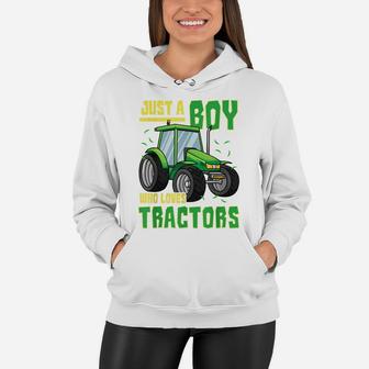 Just A Boy Who Loves Tractors Farm Truck Toddler Women Hoodie | Crazezy UK