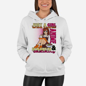 Just A Girl Who Loves Anime Ramen Sketching Teen Merchandise Women Hoodie | Crazezy