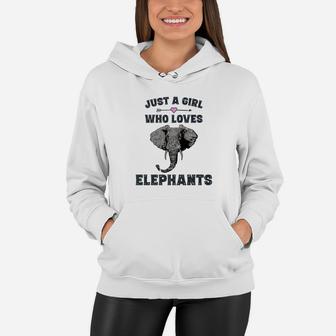 Just A Girl Who Loves Elephants Elephant Gift Girls Women Hoodie - Thegiftio UK