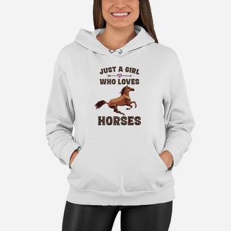 Just A Girl Who Loves Horses Equestrian Gifts Girls Women Hoodie - Thegiftio UK