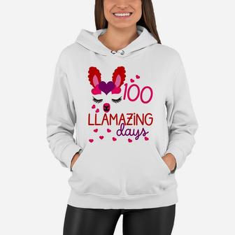 Kids 100 Days Of School Gift For Little Girls 100 Llamazing Days Women Hoodie | Crazezy