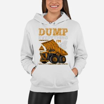 Kids 4 Years Old Construction Truck Dumper 4Th Birthday Boy Women Hoodie | Crazezy DE