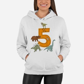 Kids 5Th Birthday Boys Dino Dinosaurs Gift Birthday Women Hoodie | Crazezy CA