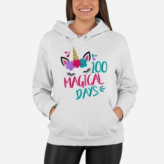 Kids Happy 100Th Day Of School Unicorn 100 Magical Days Women Hoodie | Crazezy CA