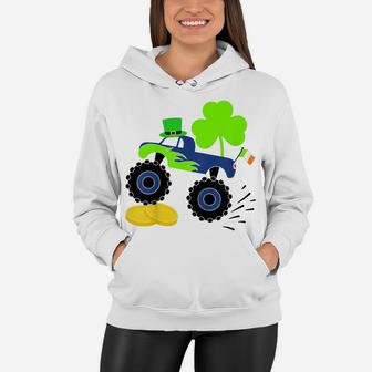 Kids Saint Patricks Day Gift For Monster Truck Lover Boy Shamrock Women Hoodie | Crazezy DE
