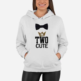 Noah Boytique Boys 2Nd Birthday Two Cute Black And Gold Bow Tie Women Hoodie | Crazezy UK
