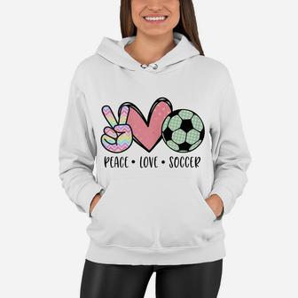 Peace Love Soccer Cute Design For Women Teen Girls Toddler Women Hoodie | Crazezy