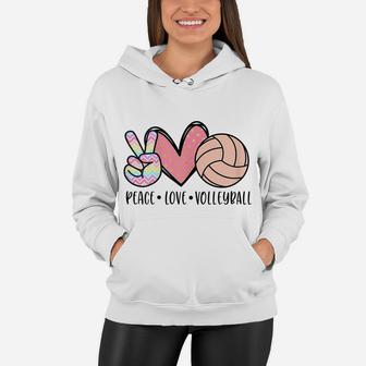 Peace Love Volleyball Cute Design For Women Teen Little Girl Women Hoodie | Crazezy DE