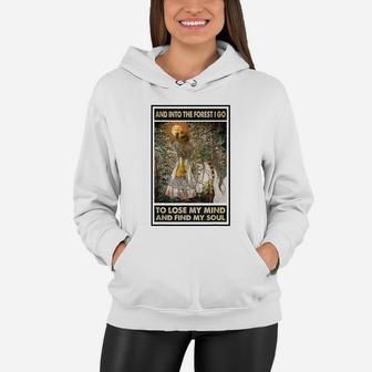 Retro Cowgirl Into Forest I Go Peace Hippie Girl Horse Lover Women Hoodie | Crazezy