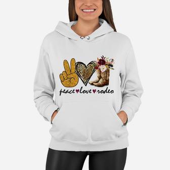 Retro Peace Love Rodeo Cowboy Boots Western Country Cowgirl Women Hoodie | Crazezy AU