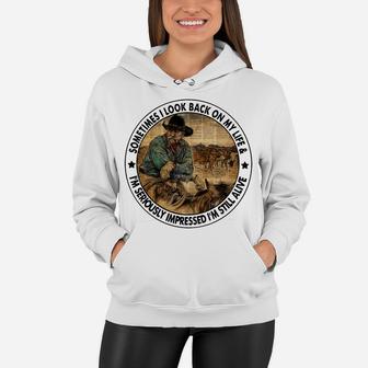 Retro Western Cowboy Sometimes I Look Back On My Life Horse Sweatshirt Women Hoodie | Crazezy
