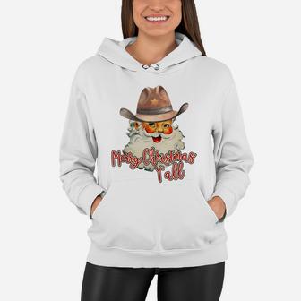 Santa Claus Merry Christmas Y'all Western Country Cowboy Women Hoodie | Crazezy