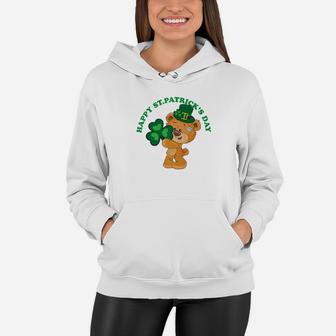 Teddy Bear Happy St Patricks Day Women Girl Gift Women Hoodie - Thegiftio