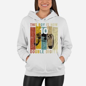 This Boy Is Now Double Digits 10 Year Old Boy 10Th Birthday Women Hoodie | Crazezy UK