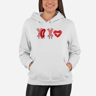 Xoxo Valentines Day Red Lips Gift Happy Valentines Day Women Hoodie - Seseable