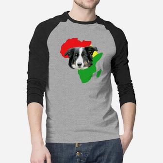 Black History Month African Map Collie Gift For Pet Lovers Proud Black Raglan Baseball Shirt - Seseable