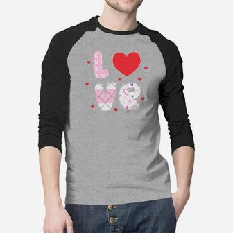 Love Valentine Gift Hearts Happy Valentines Day Raglan Baseball Shirt - Seseable