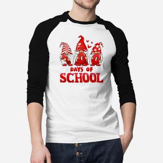 100 Days Of School Cute Gnomes Teacher Kids Raglan Baseball Shirt - Seseable