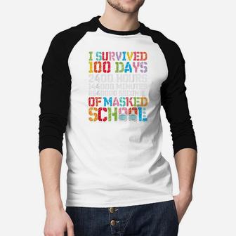 I Survived 100 Masked School Days Happy 100th Day Of School Raglan Baseball Shirt - Seseable