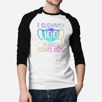 I Survived 100 Masked School Days Kids 100th Day Celebration Raglan Baseball Shirt - Seseable