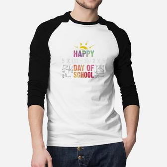 Math Teacher Happy 100th Day Of School Equations Raglan Baseball Shirt - Seseable