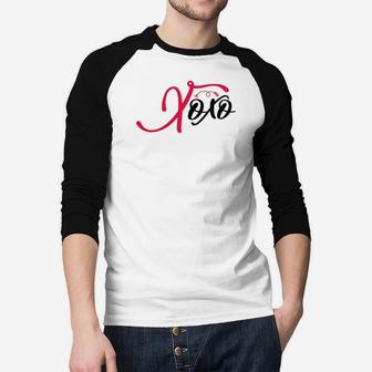 Xoxo Simple Gift Happy Valentines Day Raglan Baseball Shirt - Seseable