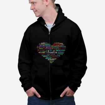 Auntie For Women Christmas Mothers Day Birthday Nephew Gift Zip Up Hoodie - Seseable