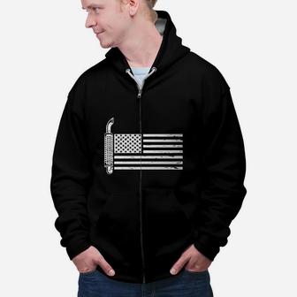 Cool Gift Truck Driver USA American Flag Zip Up Hoodie - Seseable