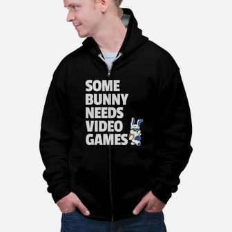Easter Boys Girls Kids Some Bunny Needs Video Games Zip Up Hoodie - Seseable