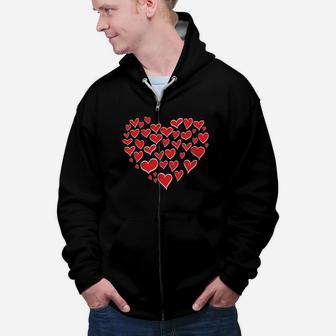 Hearts In Heart Best Valentine Gift Happy Valentines Day Zip Up Hoodie - Seseable